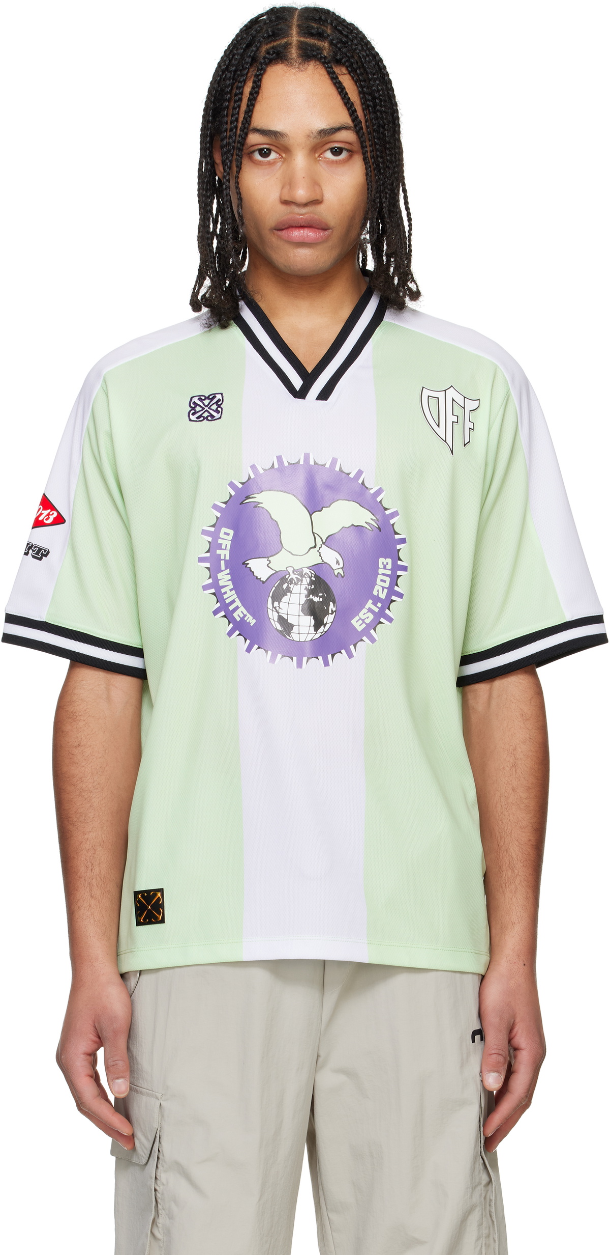 Off-White Green & White Cap 23 Soccer Jersey