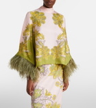 La DoubleJ Make An Exit feather-trimmed silk twill top