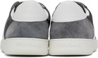 Ferragamo Gray & White Low Top Signature Sneakers