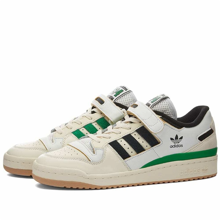 Photo: Adidas Men's Forum 84 Low Sneakers in White/Core Black/Green