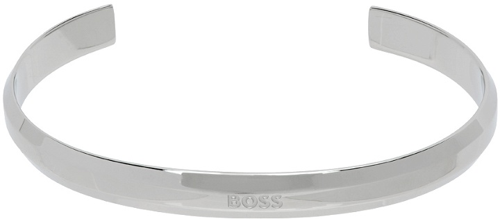 Photo: BOSS Silver Logo Cuff Bracelet
