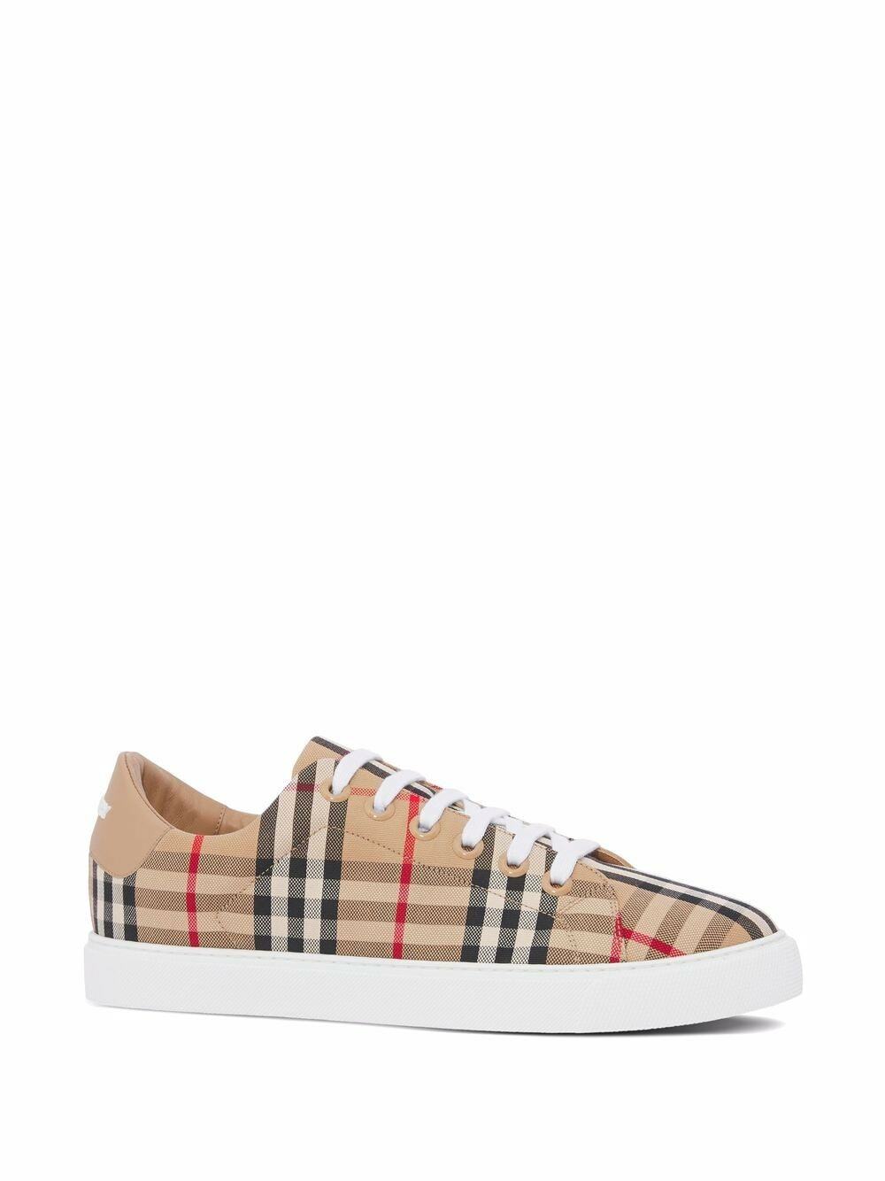 BURBERRY - Check Motif Cotton Sneakers Burberry