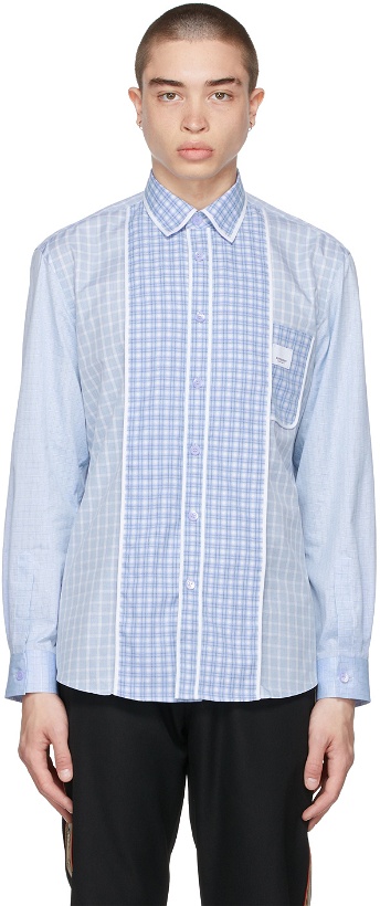Photo: Burberry Blue Cotton Contrast Check Shirt