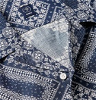 Beams F - Camp-Collar Bandana-Print Voile Shirt - Blue
