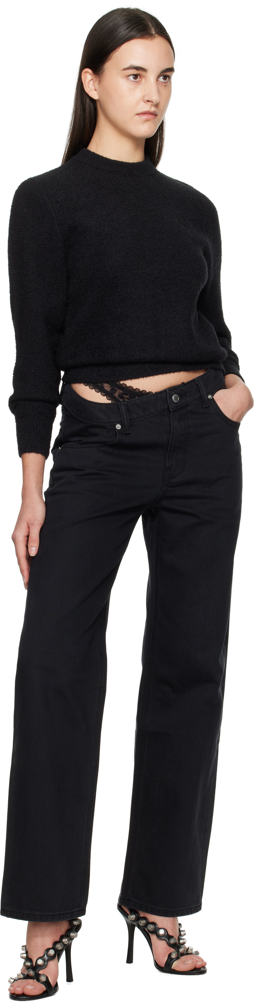 alexanderwang.t Black LS Relaxed Crewneck Sweatshirt