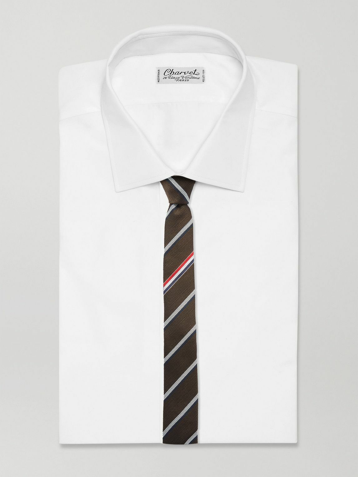 Thom Browne - Striped Silk-Piqué Jacquard Tie