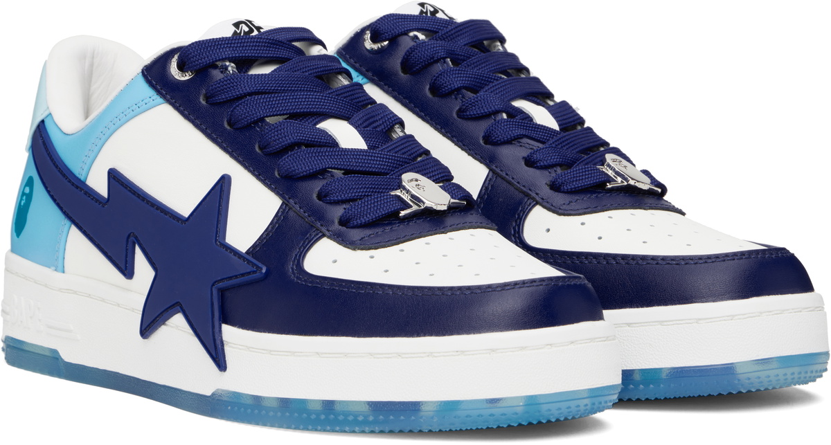 BAPE White & Blue BAPE STA OS Sneakers A Bathing Ape display picture 3