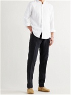 HUGO BOSS - Slim-Fit Grandad-Collar Linen-Blend Shirt - White