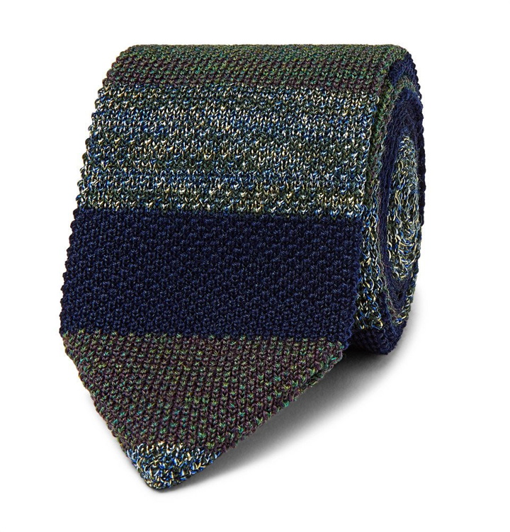 Photo: Missoni - 6.5cm Striped Crochet-Knit Wool and Silk-Blend Tie - Green