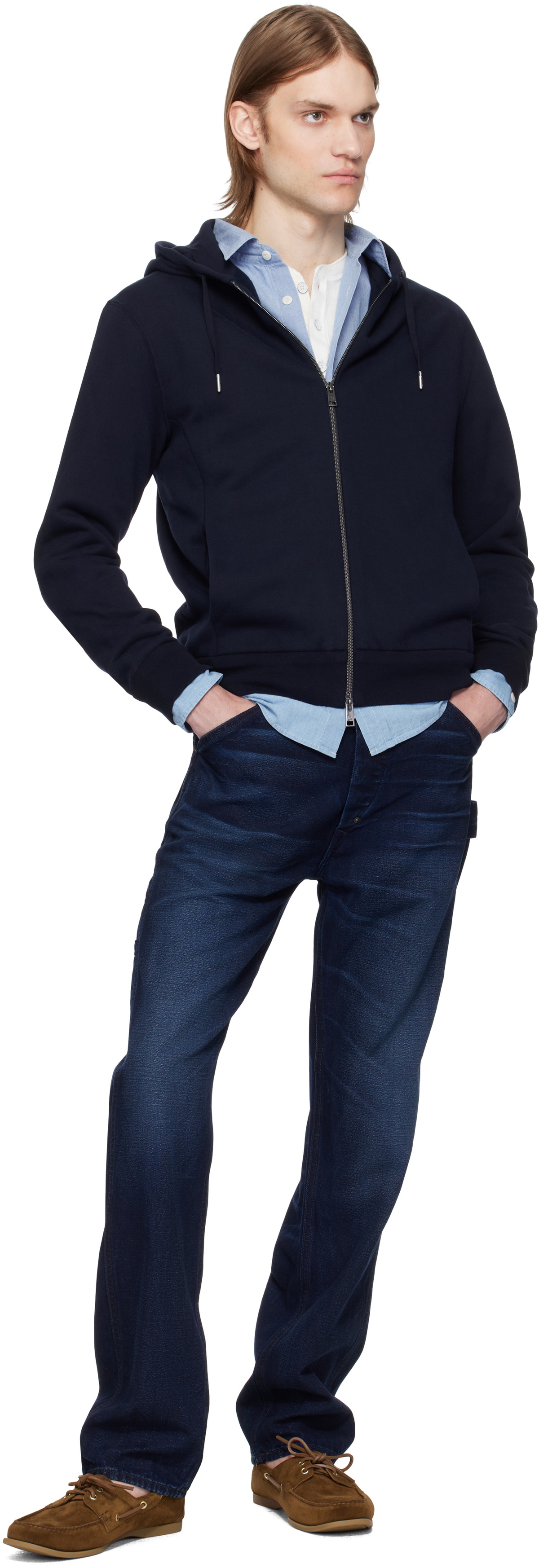 Ralph Lauren Purple Label Navy Fleece Full-Zip Hoodie