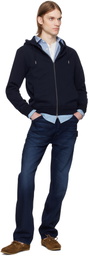 Ralph Lauren Purple Label Navy Fleece Full-Zip Hoodie