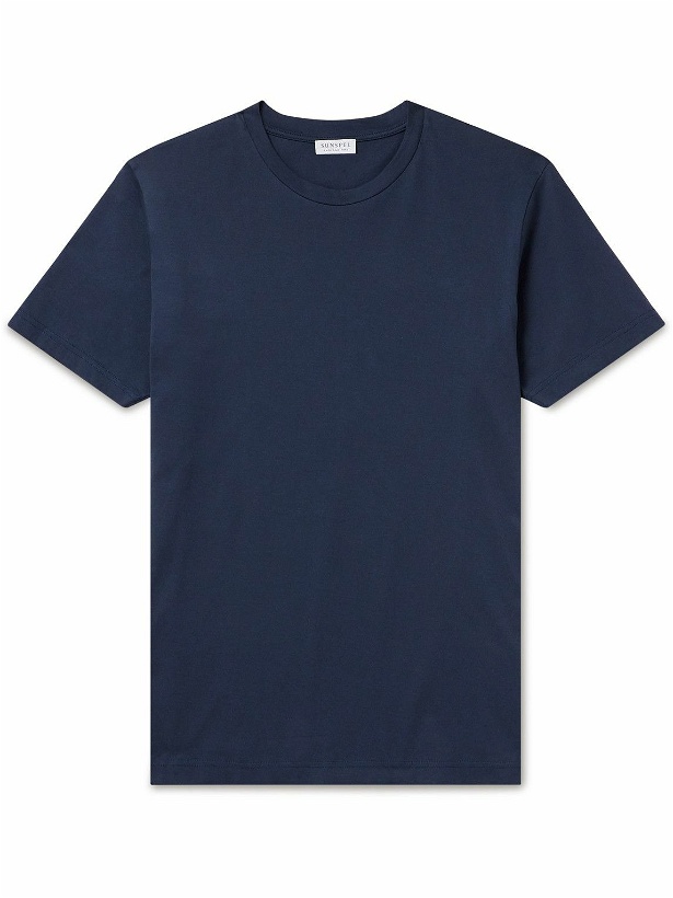 Photo: Sunspel - Riviera Supima Cotton-Jersey T-Shirt - Blue