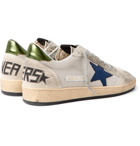 Golden Goose - Ball Star Distressed Suede, Mesh and Leather Sneakers - Silver