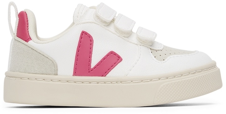 Photo: Veja Baby White & Pink Vegan V-10 Velcro Sneakers