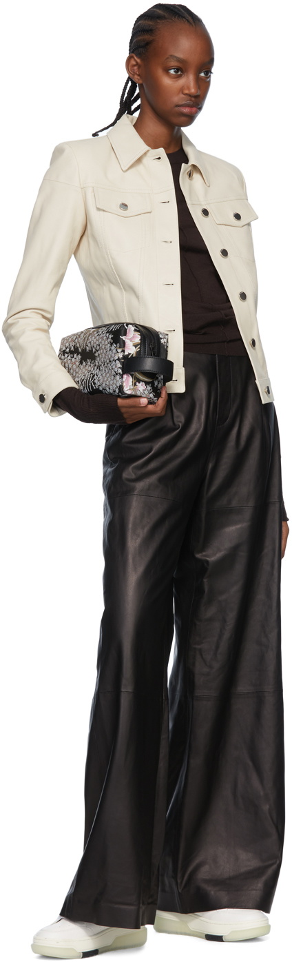 AMIRI Off-White Grained Leather Jacket