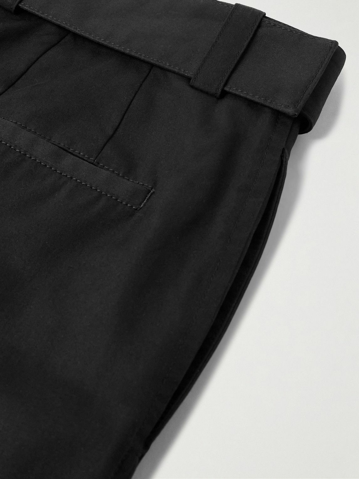 Jil Sander - Cropped Straight-Leg Belted Cotton and Silk-Blend Poplin Trousers - Black