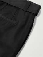 Jil Sander - Cropped Straight-Leg Belted Cotton and Silk-Blend Poplin Trousers - Black