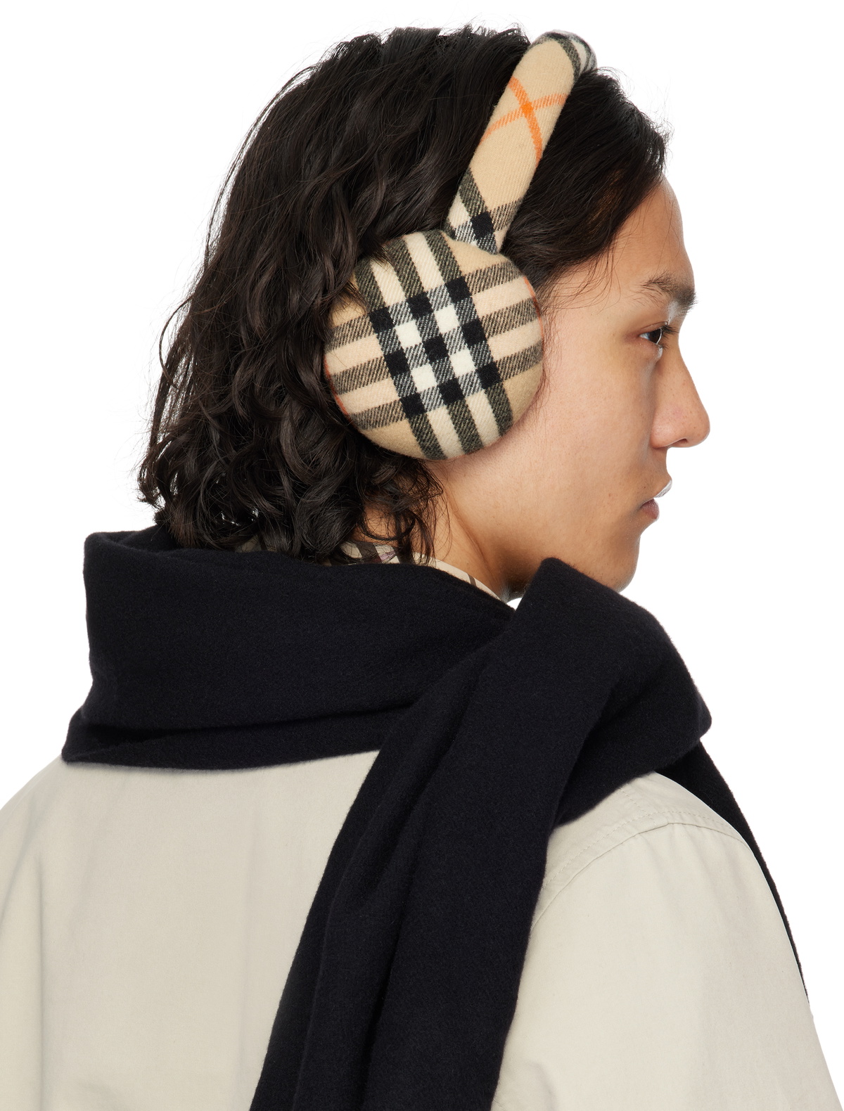 Burberry Beige Check Wool Earmuffs