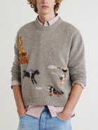 Enfants Riches Déprimés - Come Live With Me Embroidered Intarsia Wool Sweater - Gray