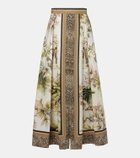 Elie Saab Printed cotton maxi skirt