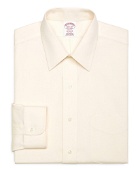 Brooks Brothers Men's Madison Relaxed-Fit Dress Shirt, Non-Iron Point Collar | Ecru