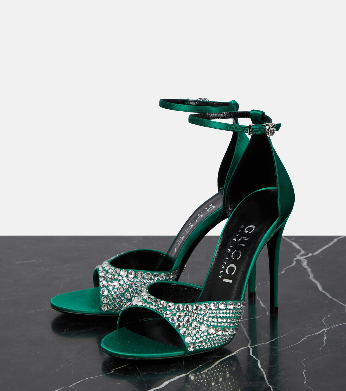 Gucci Crystal embellished satin sandals Gucci