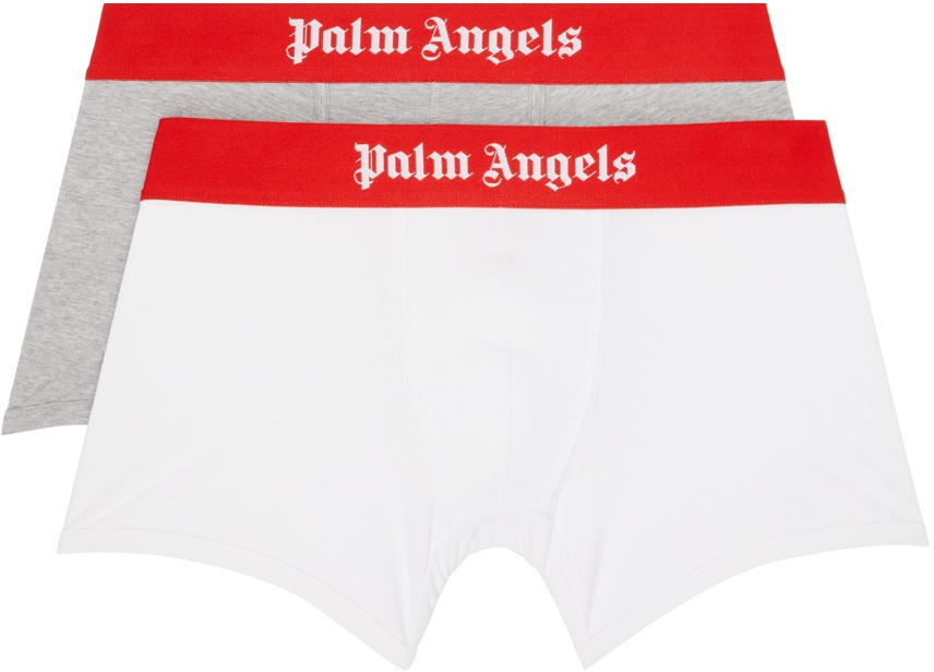 Photo: Palm Angels Two-Pack White & Gray Boxers