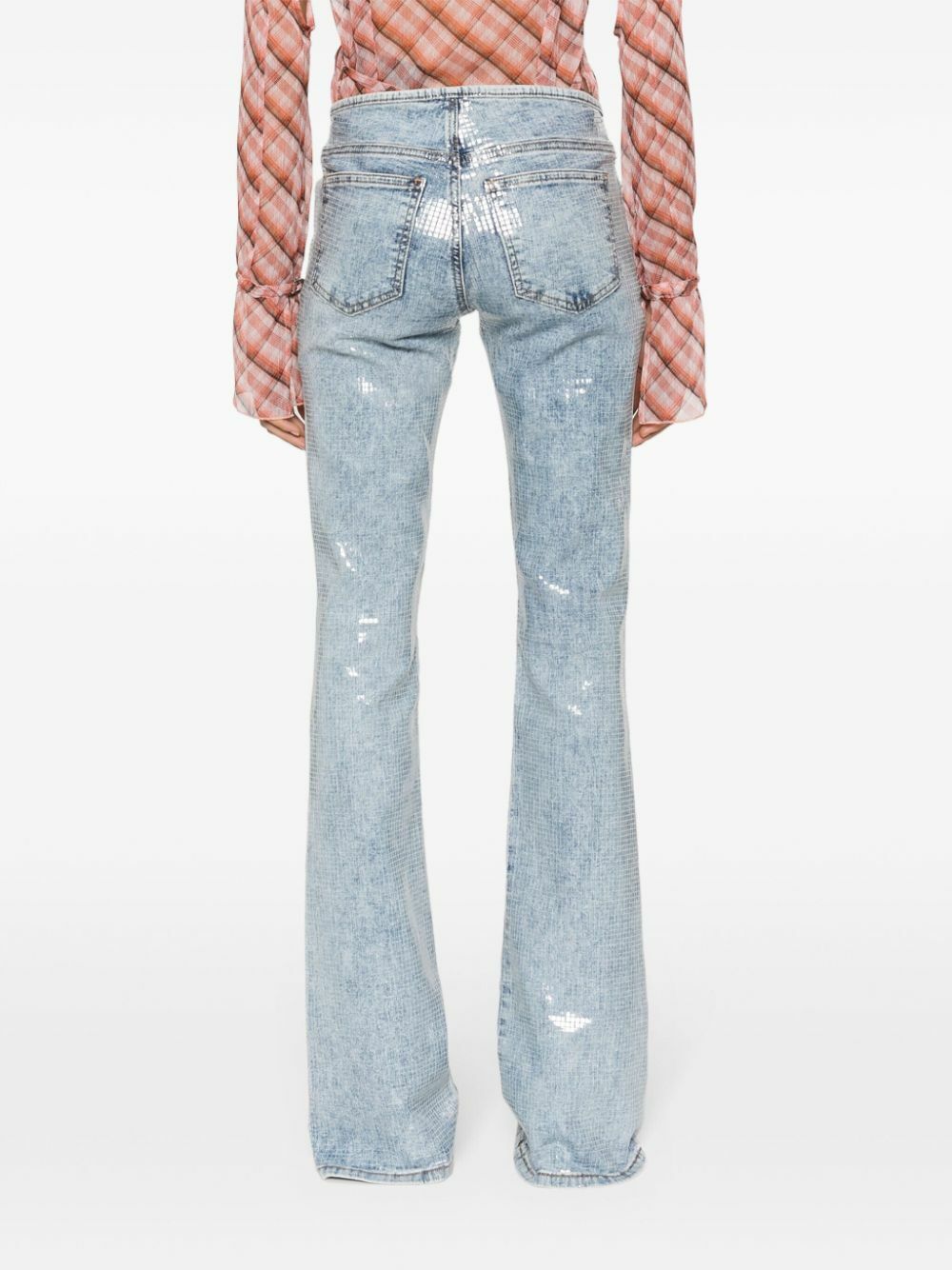 Diesel Blue Low Rise Sequin Flared Jeans