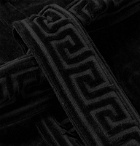 Versace - Logo-Jacquard Cotton-Terry Hooded Robe - Black