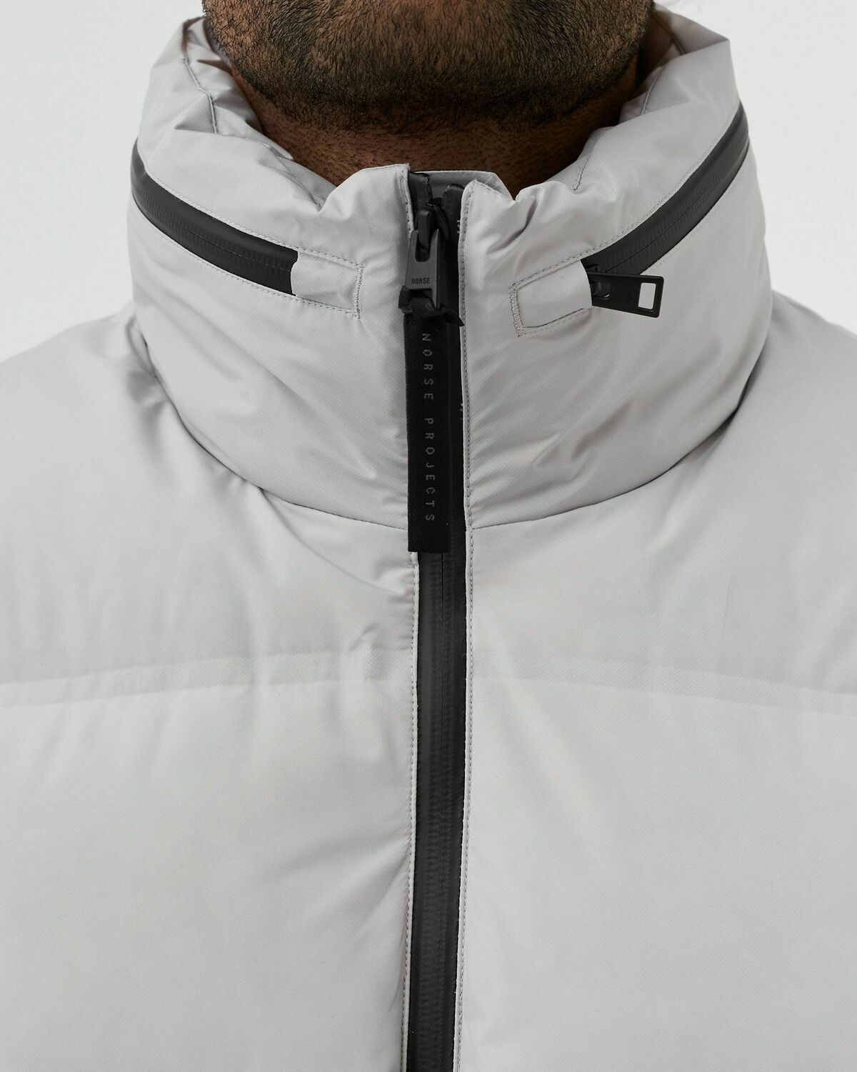 Norse Projects Stand Collar Short Down Jacket Grey - Mens - Down ...
