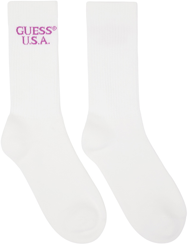 Photo: Guess Jeans U.S.A. White Evan Socks