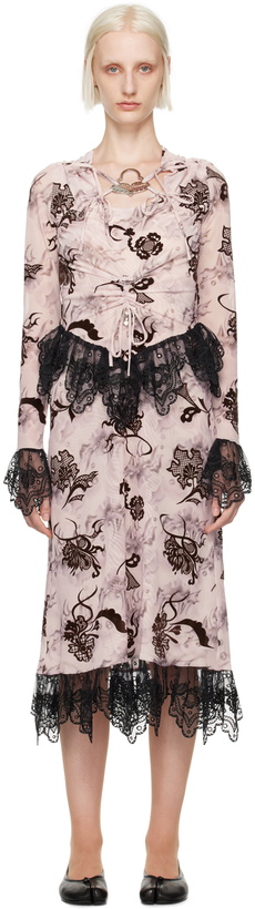 Photo: Chopova Lowena Pink Carolyn Hatch Midi Dress