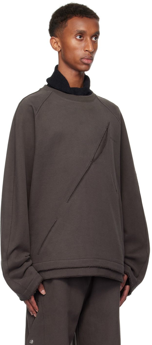 NULLUS Gray Diagonal Slit Sweater NULLUS