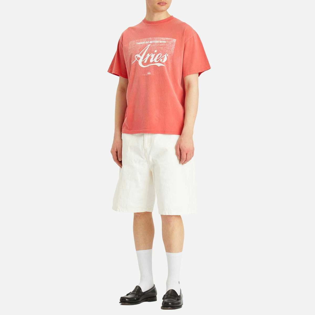 Aries Men's Sunbleached Cola T-Shirt in Red