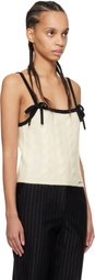 GANNI Off-White & Black Cashmere Mix Strap Tank Top