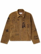 Small Talk - Printed Suede Blouson Jacket - Brown