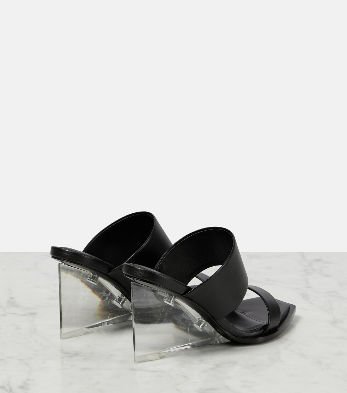 サンダル・ミュール ALEXANDER MCQUEEN Black Leather Shard Mules Alexander McQueen - Shard wedge leather sandals Alexander
