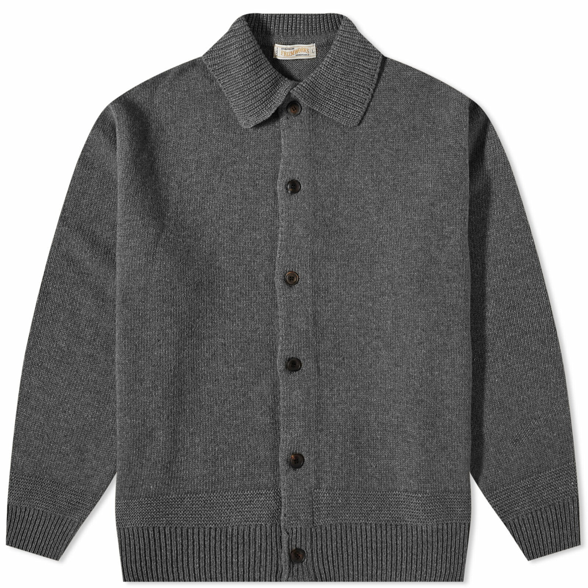 FrizmWORKS Men's Wool Knit Cardigan Jacket in Charcoal FrizmWORKS
