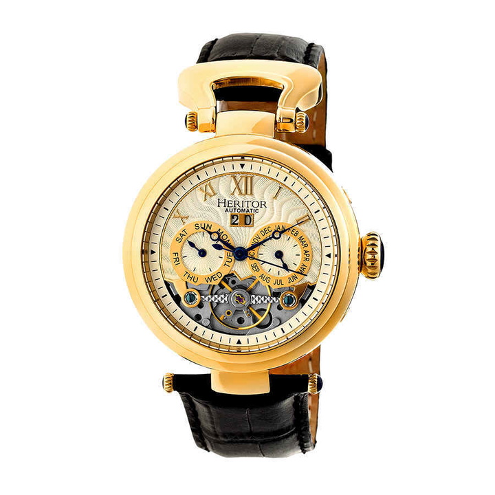Photo: Heritor Ganzi Automatic Multi-Function Brushed Dial Black Leather Mens Watch HR3303
