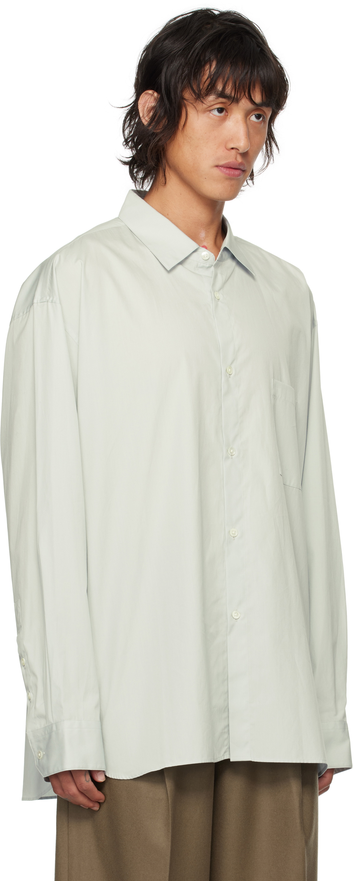 stein OVERSIZED DOWN PAT SHIRT S 長袖シャツ 白 SSSTEIN 25AW 