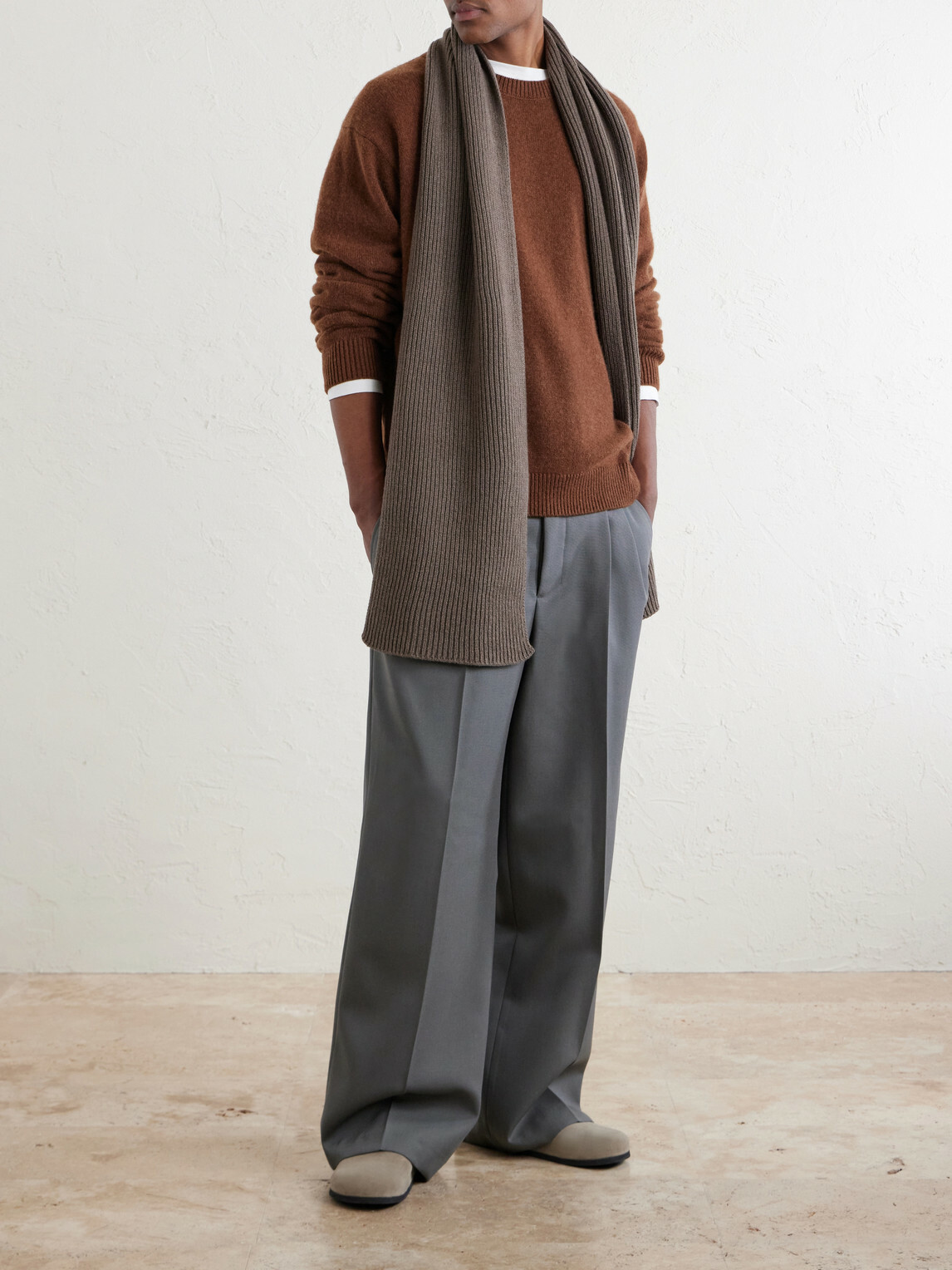 John Smedley - Stark Ribbed Recycled-Cashmere and Wool-Blend Scarf