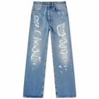 Paco Rabanne Women's Ripped Baggy Jeans in Denim Blue