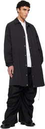 FUMITO GANRYU Black Draped Linen Trousers