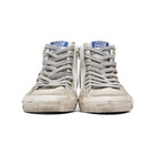 Golden Goose White and Grey Slide High-Top Sneakers