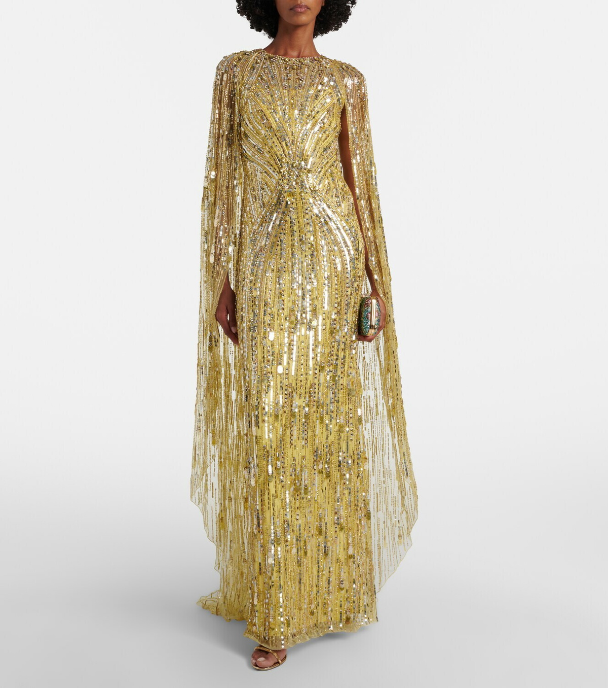 Jenny Packham Elio embellished caped gown