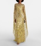 Jenny Packham Elio embellished caped gown