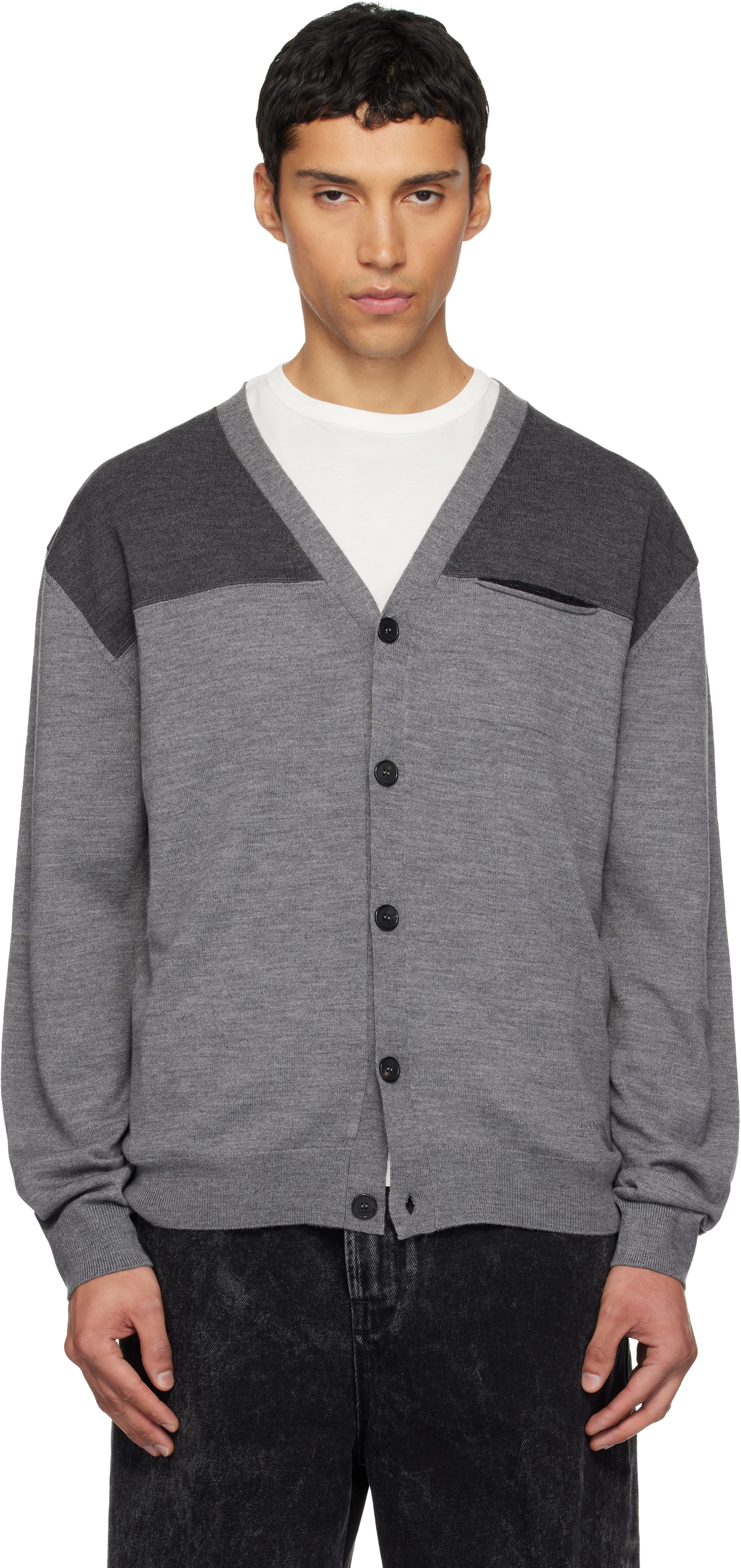 Lanvin Gray Bicolor Cardigan
