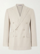 Ralph Lauren Purple label - Double-Breasted Wool-Flannel Blazer - Neutrals