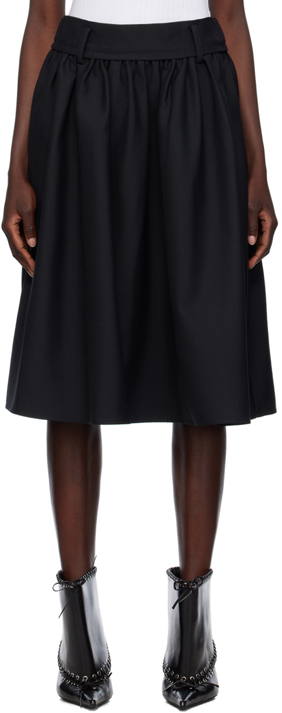 Fax Copy Express Black Puffy Midi Skirt