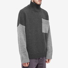 JW Anderson Men's Patch Pocket Turtleneck Jumper in Graphite/Grey